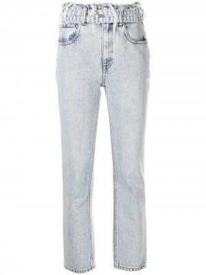 Прямые джинсы с поясом и бахромой Alexander Wang. Цвет: синий