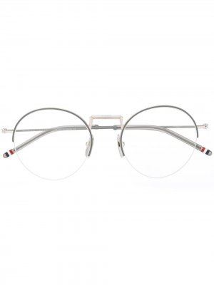 Очки в полуободковой оправе Thom Browne Eyewear. Цвет: серебристый