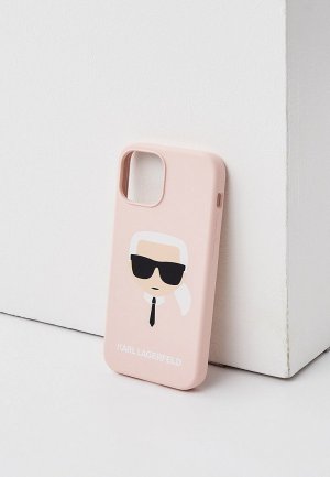 Чехол для iPhone Karl Lagerfeld 13 mini, Liquid silicone Karls Head Pink. Цвет: розовый
