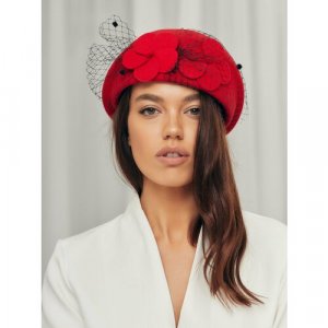 Шляпа , размер 56-58, красный, черный Diana Pavlovskaya. Цвет: красный/черный/красный-черный