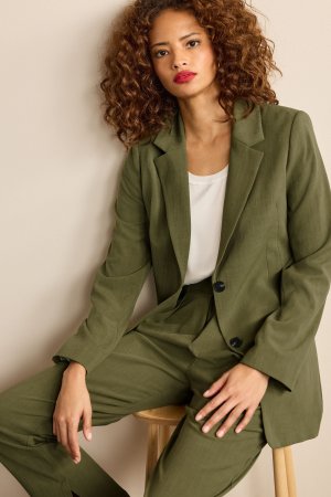 Однобортный приталенный пиджак , зеленый Next