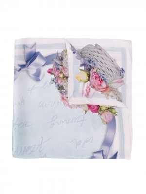 Платок Fantasia с цветочным принтом Monnalisa. Цвет: нейтральные цвета
