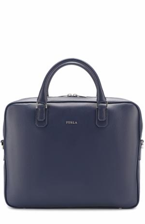 Кожаная сумка для ноутбука с плечевым ремнем Furla. Цвет: темно-синий