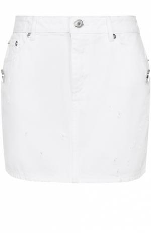 Мини-юбка с карманами и потертостями Givenchy. Цвет: белый
