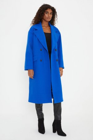 Длинное двубортное пальто, синий Dorothy Perkins