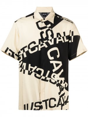 Рубашка с короткими рукавами и логотипом Just Cavalli. Цвет: нейтральные цвета