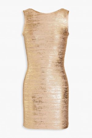 Бандажное платье мини с металлизированным покрытием HERVÉ LÉGER, золотой Léger