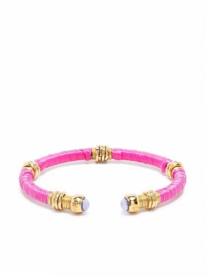Позолоченный браслет-кафф Sari Gas Bijoux. Цвет: розовый