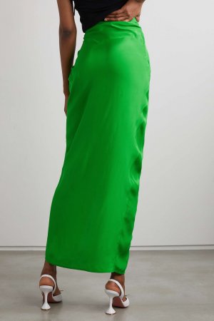 GAUGE81 шелковая макси-юбка Paita со сборками и эффектом запаха, зеленый