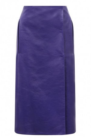 Кожаная юбка Prada. Цвет: фиолетовый