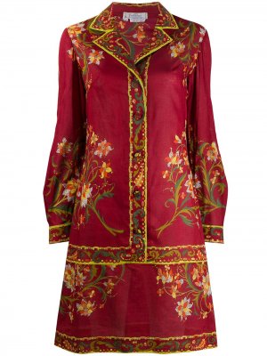 Платье с длинными рукавами цветочным принтом Emilio Pucci Pre-Owned. Цвет: красный