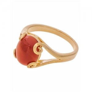 Кольцо помолвочное , агат, размер 18, бордовый Lotus Jewelry. Цвет: бордовый