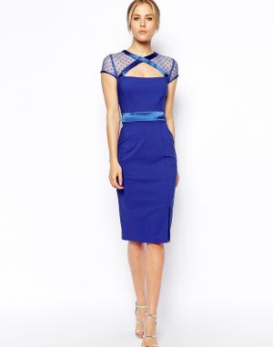 Платье со вставками из сеточки по вороту GiGi Tempest. Цвет: cobalt blue 5 555,54