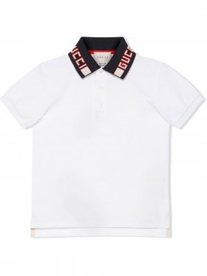Рубашка поло с логотипом на воротнике Gucci Kids. Цвет: белый