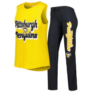 Женский спортивный топ и брюки для сна Pittsburgh Penguins Meter золотого/черного цвета Unbranded