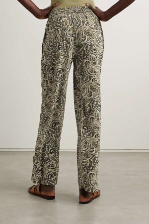 Широкие брюки из шелкового крепдешина с принтом пейсли, мультиколор Matteau