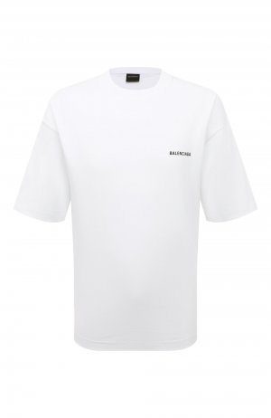 Хлопковая футболка Balenciaga. Цвет: белый