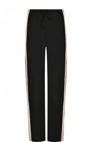Укороченные брюки прямого кроя с контрастными лампасами Isabel Marant Etoile. Цвет: черный