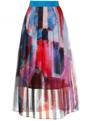 Плиссированная юбка с принтом мазков кисти Mantu. Цвет: многоцветный