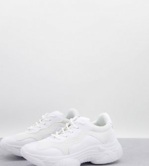 Белые кроссовки на массивной подошве с сетчатыми вставками -Белый Missguided