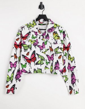 Джинсовая куртка с принтом бабочек -Разноцветный Jaded London