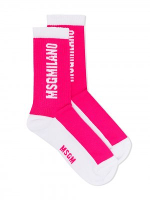 Носки вязки интарсия MSGM Kids. Цвет: розовый
