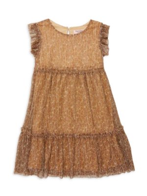 Многоярусное платье с леопардовым принтом для девочек, коричневый Juicy Couture