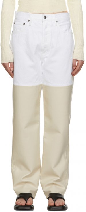 Бело-бежевые джинсы с зауженной талией в стиле 90-х AGOLDE