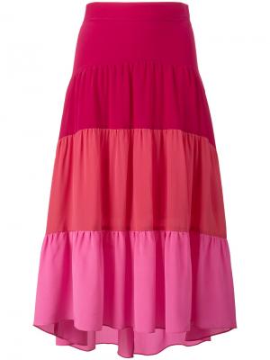 Многослойная юбка с асимметричным подолом Peter Pilotto. Цвет: розовый