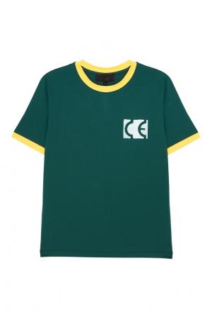 Зеленая футболка с яркими окантовками Yuzhe Studios. Цвет: зеленый