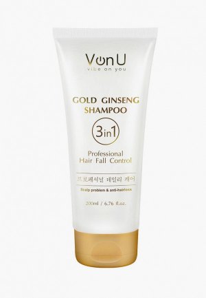 Шампунь Von U Против выпадения волос / Для борьбы с перхотью Ginseng Gold Shampoo. Цвет: золотой