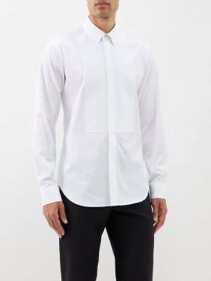 Рубашка под смокинг из хлопкового поплина с нагрудником спереди , белый Versace