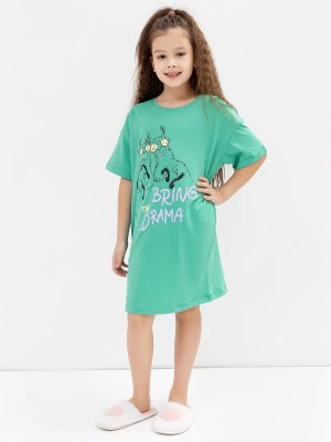 Сорочка ночная для девочек в зеленом цвете с принтом Mark Formelle. Цвет: зеленый +печать