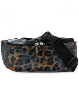 Леопардовая поясная сумка Doublet. Цвет: коричневый