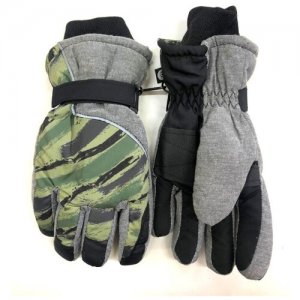 Перчатки зимние, подкладка, размер 16, мультиколор Yo!. Цвет: зеленый/черный/серый