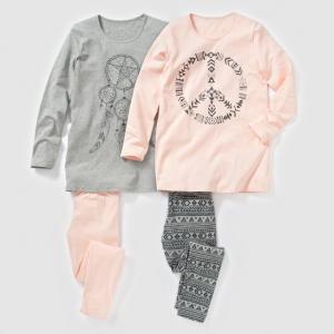2 пижамы из джерси с рисунком мир, 10-16 лет R édition. Цвет: розовый + серый меланж