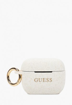 Чехол для наушников Guess Airpods Pro, Silicone case with ring Glitter/White. Цвет: белый