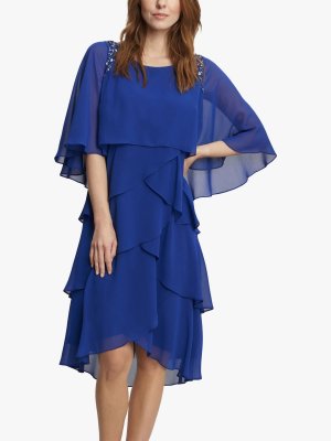 Via Многоуровневое платье с накидкой из бисера, королевский синий Gina Bacconi