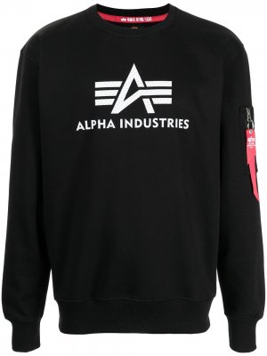 Флисовая толстовка с логотипом Alpha Industries. Цвет: черный