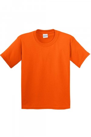 Молодежная футболка из плотного хлопка , оранжевый Gildan