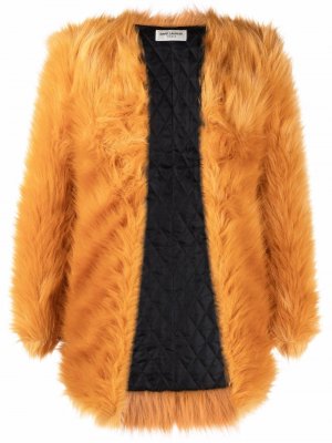 Single-breasted faux-fur coat Saint Laurent. Цвет: оранжевый