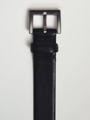 Кожаный ремень с квадратной пряжкой , черный Massimo Dutti