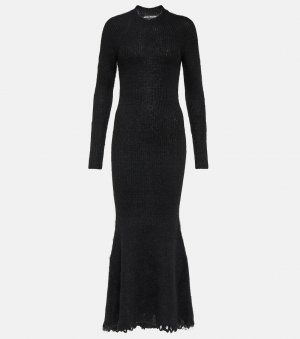 Платье макси из смесовой шерсти в рубчик , черный Junya Watanabe