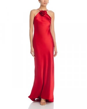 Атласное платье с цветочным узором без рукавов , цвет Red AQUA