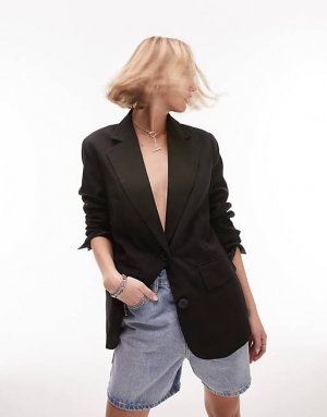Черный однобортный пиджак Petite Tailored Topshop