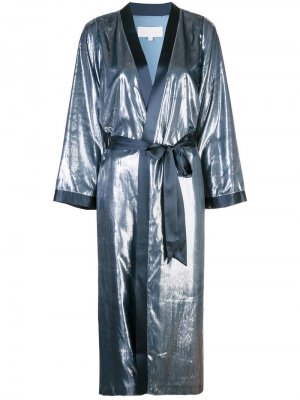 Блестящее пальто-кимоно Michelle Mason. Цвет: синий