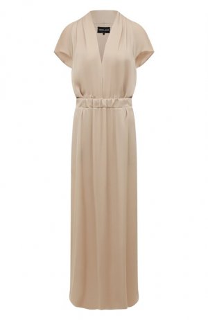 Шелковое платье Giorgio Armani. Цвет: бежевый
