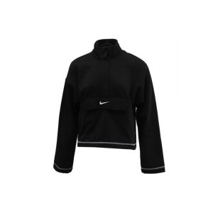 Logo Stand Collar Pullover Sweatshirt Women Tops Black CU6638-010 Nike