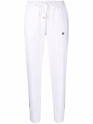 Укороченные спортивные брюки с блестками Lorena Antoniazzi. Цвет: белый