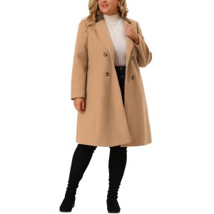 Женское бушлат больших размеров, зимняя верхняя одежда, двубортное модное пальто , черный Agnes Orinda